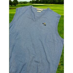 Peter‎ Millar Sweater Vest Bay Hill Golf Mens Blue Cotton Cashmere Sz L